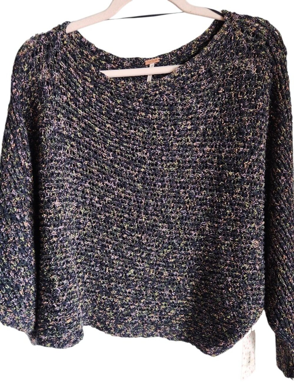 Free People Sweater Medium Women's Black Multi Confetti Knitted Pullover NEW